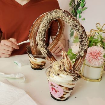 Lola's Handcrafted Churros - This is the Chocolate & Almonds, behind is the Cookies & Cream. - Desserts Near Me - Lisle, Illinois Lola's Handcrafted Churros - This is the Chocolate & Almonds, behind is the Cookies & Cream. - Desserts Near Me - Lisle, Illinois