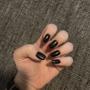 Luxe Nail Bar - Black matte dip powder manicure - Waxing Near Me - Phoenix, Arizona