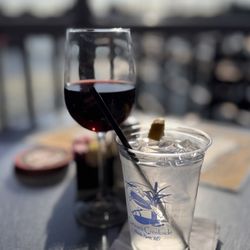 Carson's Creekside Restaurant and Lounge - House merlot on the deck