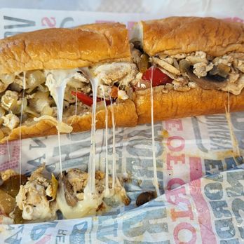 Capriotti's Sandwich Shop - Chicken Cheese Steak sandwich (Medium size - $14.99). Provolone Cheese, mushrooms, onions, added sweet peppers. - Sandwiches Near Me - Honolulu, Hawaii Capriotti's Sandwich Shop - Chicken Cheese Steak sandwich (Medium size - $14.99). Provolone Cheese, mushrooms, onions, added sweet peppers. - Sandwiches Near Me - Honolulu, Hawaii