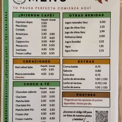 Me Latte Un Pocillo - Menu de Bebidas