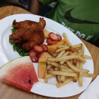 Sunrise Cafe - Kids menu chicken tenders w/fries & fresh fruit - American Near Me - Monterey, California