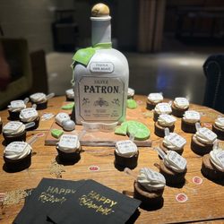 Taste of Cakery - Patron bottle cake with matching cupcakes