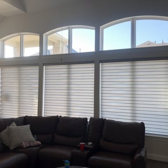 Advantage Blinds - Duo (banded)shade in the down closed for privacy position. With Bliss power motorization. - Shades & Blinds Near Me