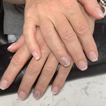 Blossom Nails and Spa - American French dip powder with foil appliqué - Nail Salons Near Me - Troy, Michigan