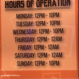 HOURS OF OPERATION!! HOURS OF OPERATION!!