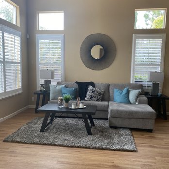 Catalog Blinds - Family Room with Hunter Douglas Shutters - Shades & Blinds Near Me - Brentwood, California