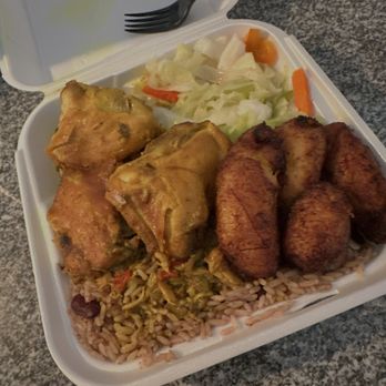Ms. Martha's Caribbean Kitchen - #2. Curry Chicken Meal  Rice and Peas Cabbage Plantains - Caribbean Near Me - Phoenix, Arizona