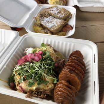 Saenz Ohana Breakfast - french toast sandwich & kalua pork beni. - Breakfast & Brunch Near Me - Princeville, Hawaii