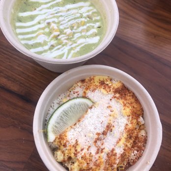 Milpa Kitchen  - Crema De Elote soup & Elote in a cup - Latin American Near Me - Los Angeles, California
