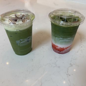 Kei Coffee House - Banana and Strawberry Matcha Latte, respectively - Coffee & Tea Near Me - Westminster, California Kei Coffee House - Banana and Strawberry Matcha Latte, respectively - Coffee & Tea Near Me - Westminster, California