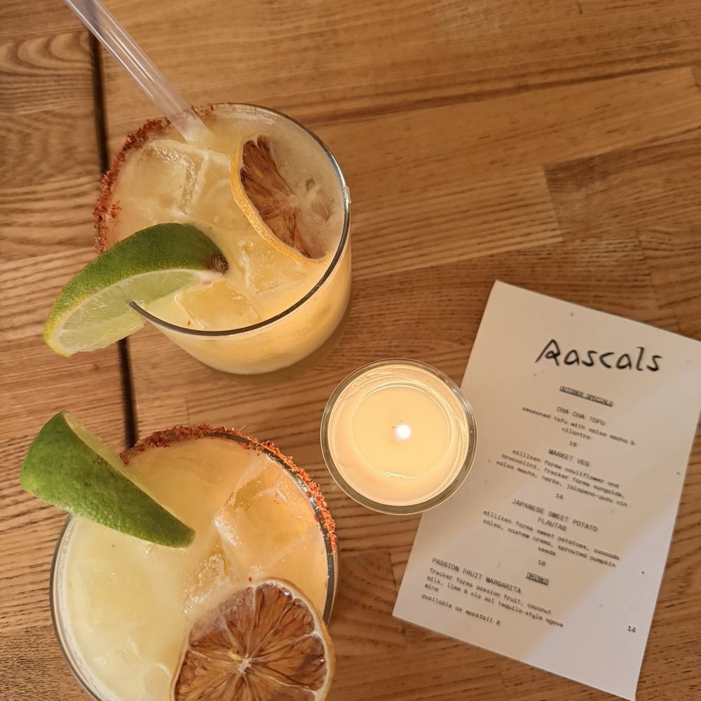 Rascal's Vegan - Passion fruit margaritas (seasonal flavor) + specials menu - Vegan Near Me - Santa Barbara, California Rascal's Vegan - Passion fruit margaritas (seasonal flavor) + specials menu - Vegan Near Me - Santa Barbara, California