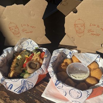 Grégoire - Sauted zucchini, garlic & feta cheese quiche Potato puffs. - French Near Me - Berkeley, California Grégoire - Sauted zucchini, garlic & feta cheese quiche Potato puffs. - French Near Me - Berkeley, California