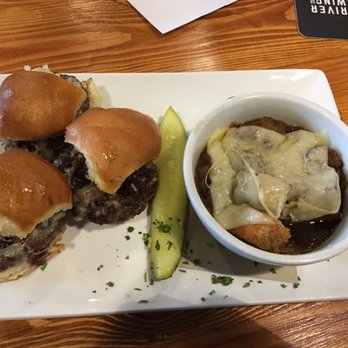 Sunriver Brewing -Oakway Pub - Soup of the day which today was French Onion, and Wagyu sliders. - New American Near Me - Eugene, Oregon