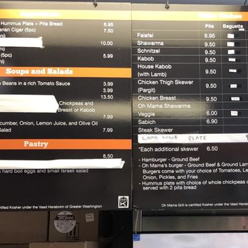 Oh Mama Grill - The menu at the counter. - Mediterranean Near Me - Rockville, Maryland Oh Mama Grill - The menu at the counter. - Mediterranean Near Me - Rockville, Maryland