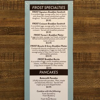 FROST - Breakfast Menu - Bakeries Near Me - Mill Creek, Washington FROST - Breakfast Menu - Bakeries Near Me - Mill Creek, Washington