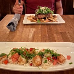 Bleu Restaurant & Lounge - Scallops and Ribeye large dishes