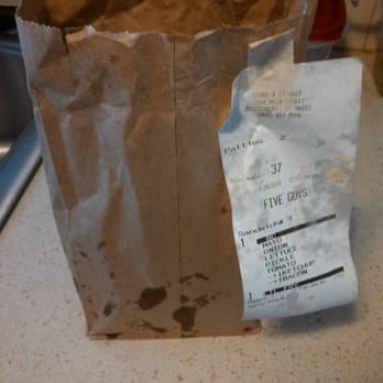 Five Guys - The greasy brown bag - Burgers Near Me - Glastonbury, Connecticut
