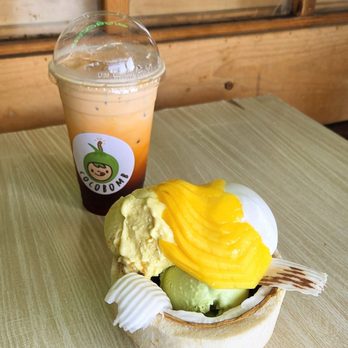Coco Bomb - Coconut sundae and Thai tea - Cafes Near Me - San Diego, California