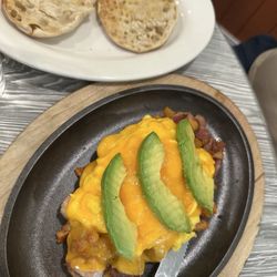Breakfast Skillet Special w/ Bacon, Scrambled Eggs, Home Fries, Cheddar, Avocado & English Muffin