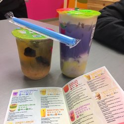 Tea Moods - 3 king lemon tea and Coconut Taro foam tea with panda bubble boba