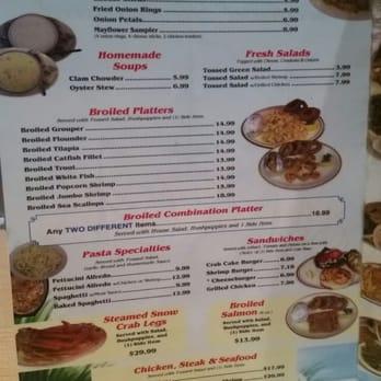 Mayflower - Menu as of May 2016 :) - Seafood Near Me - Goldsboro, North Carolina Mayflower - Menu as of May 2016 :) - Seafood Near Me - Goldsboro, North Carolina