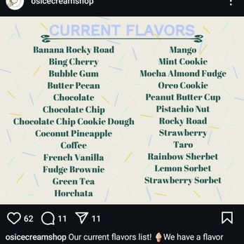 O's Ice Cream Shop - Current flavors from their instagram - Ice Cream & Frozen Yogurt Near Me - Upland, California O's Ice Cream Shop - Current flavors from their instagram - Ice Cream & Frozen Yogurt Near Me - Upland, California