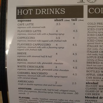 Block 10 - a menu for hot drinks - Sandwiches Near Me - Sheffield, Iowa