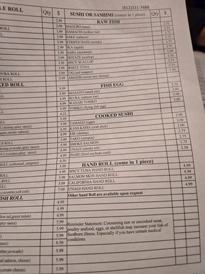 Menu photo 6 Sushi Bar Bloomington, IN