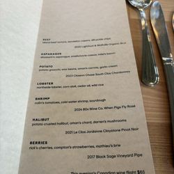 The Table Culinary Studio - Menu for the evening