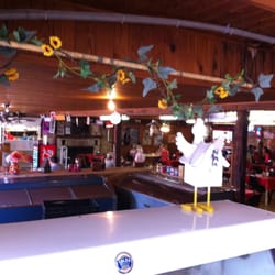 Looking out from store to restaurant
