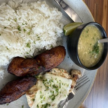 Curuba - Grilled Chicken Breast with rice plantain and potato soup - Latin American Near Me - Allen, Texas Curuba - Grilled Chicken Breast with rice plantain and potato soup - Latin American Near Me - Allen, Texas