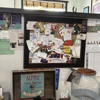 The Well Cafe - Alpine Coffee Roasters - Community bulletin board inside. - Coffee Roasteries Near Me - Alpine, California