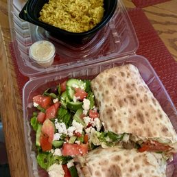 Wood-Fired Veggie Lavash Wrap, brown rice with turmeric Wood-Fired Veggie Lavash Wrap, brown rice with turmeric