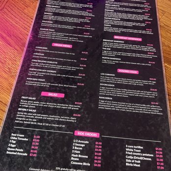 Madres Brunch - The back of the menu - Breakfast & Brunch Near Me - Corona, California
