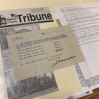 Tipton County Library - Original receipt for Carnegie building. - Libraries Near Me - Tipton, Indiana