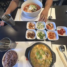 S04. 해물된장 Seafood Soybean Stew and N07. 열무 물국수 Young Radish Kimchi Cold Noodles S04. 해물된장 Seafood Soybean Stew and N07. 열무 물국수 Young Radish Kimchi Cold Noodles