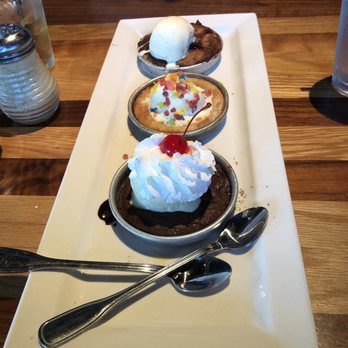 BJ's Restaurant & Brewhouse - Pizzokie Pizookie Trio - American Near Me - Denton, Texas BJ's Restaurant & Brewhouse - Pizzokie Pizookie Trio - American Near Me - Denton, Texas