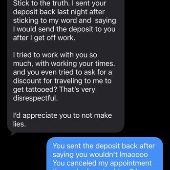Clubman’s Tattoo Parlor - Calling me a liar and disrespectful after he canceled my appointment and blocked me - Tattoo Near Me - Orange, California Clubman’s Tattoo Parlor - Calling me a liar and disrespectful after he canceled my appointment and blocked me - Tattoo Near Me - Orange, California