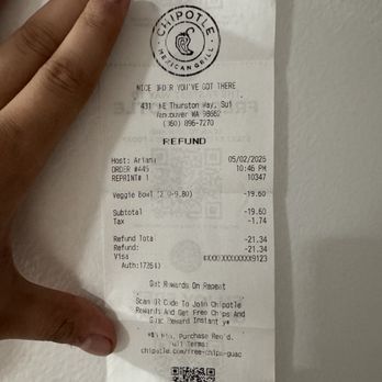 Chipotle Mexican Grill - Recipe of refund (waste of time) - Mexican Near Me - Vancouver, Washington Chipotle Mexican Grill - Recipe of refund (waste of time) - Mexican Near Me - Vancouver, Washington