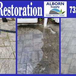 Alborn Supply - Now they do Paver Restoration!! Clean them, re-polysand and then seal them to keep off oil, grease, wine, etc.