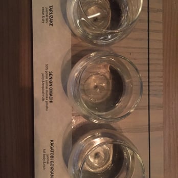 Miku - Flight of sake. A bit too smooth for my taste.  I like my sake with a bit of a bite. - Japanese Near Me - Vancouver, British Columbia