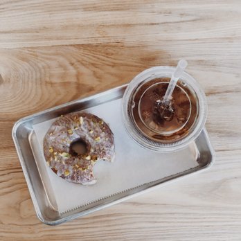 Good Dough - Cold brew and the Rose Pistachio yeast donut. - Donuts Near Me - Jacksonville, Florida Good Dough - Cold brew and the Rose Pistachio yeast donut. - Donuts Near Me - Jacksonville, Florida