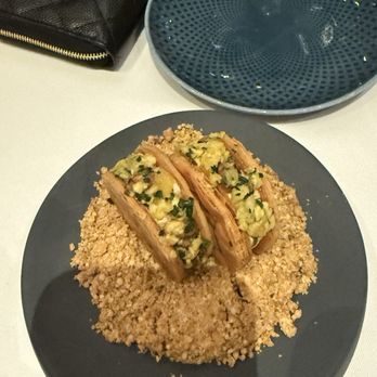 Michael Mina - FOIE GRAS BISCUIT on bed of crushed pistachios - New American Near Me - Las Vegas, Nevada Michael Mina - FOIE GRAS BISCUIT on bed of crushed pistachios - New American Near Me - Las Vegas, Nevada