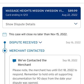 Massage Heights - My dispute for fraud!!!!! - Massage Near Me - Mission Viejo, California
