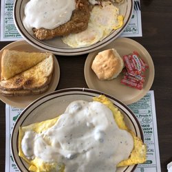 Big Bob's Restaurant & Pizzeria - Country fried steak with toast and a country omelette with a biscuit.