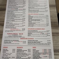 DOS Chiles Grandes - Menu