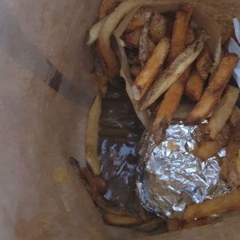 Five Guys - A bit soggy bottom of bag but doubled to protect - Burgers Near Me - Live Oak, Texas