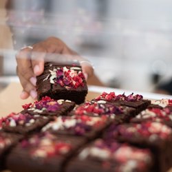 Salted Rose + Raspberry Brownies (vegan & gf)