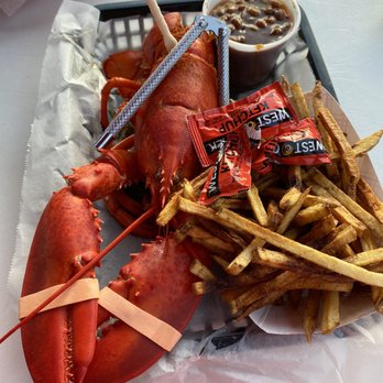 Acadia Lobster - Smoked lobster, fries, and bbq beans - Seafood Near Me - Trenton, Maine